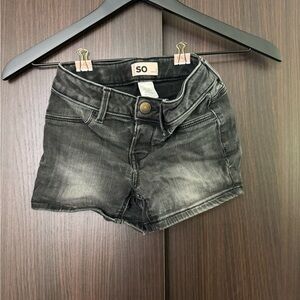 SO Black Jean Shorts with Distressed Finish